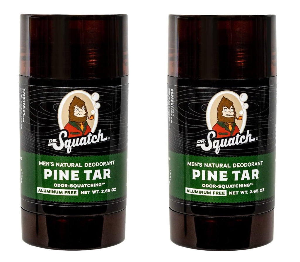 Dr. Squatch Pine Tar Natural Deodorant for Men – Aluminum-Free 2-Pack (2.65 oz Each)