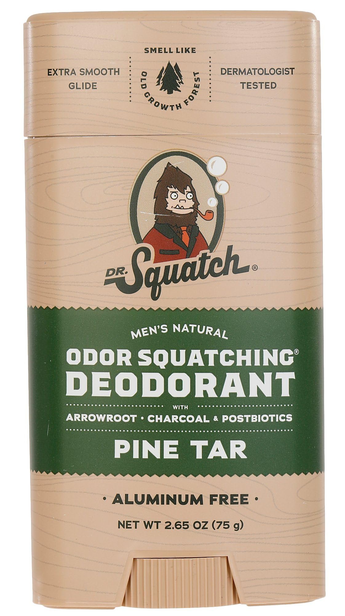 Dr. Squatch Pine Tar Deodorant for Men – Aluminum-Free, All-Natural Odor Protection (2.65 oz)