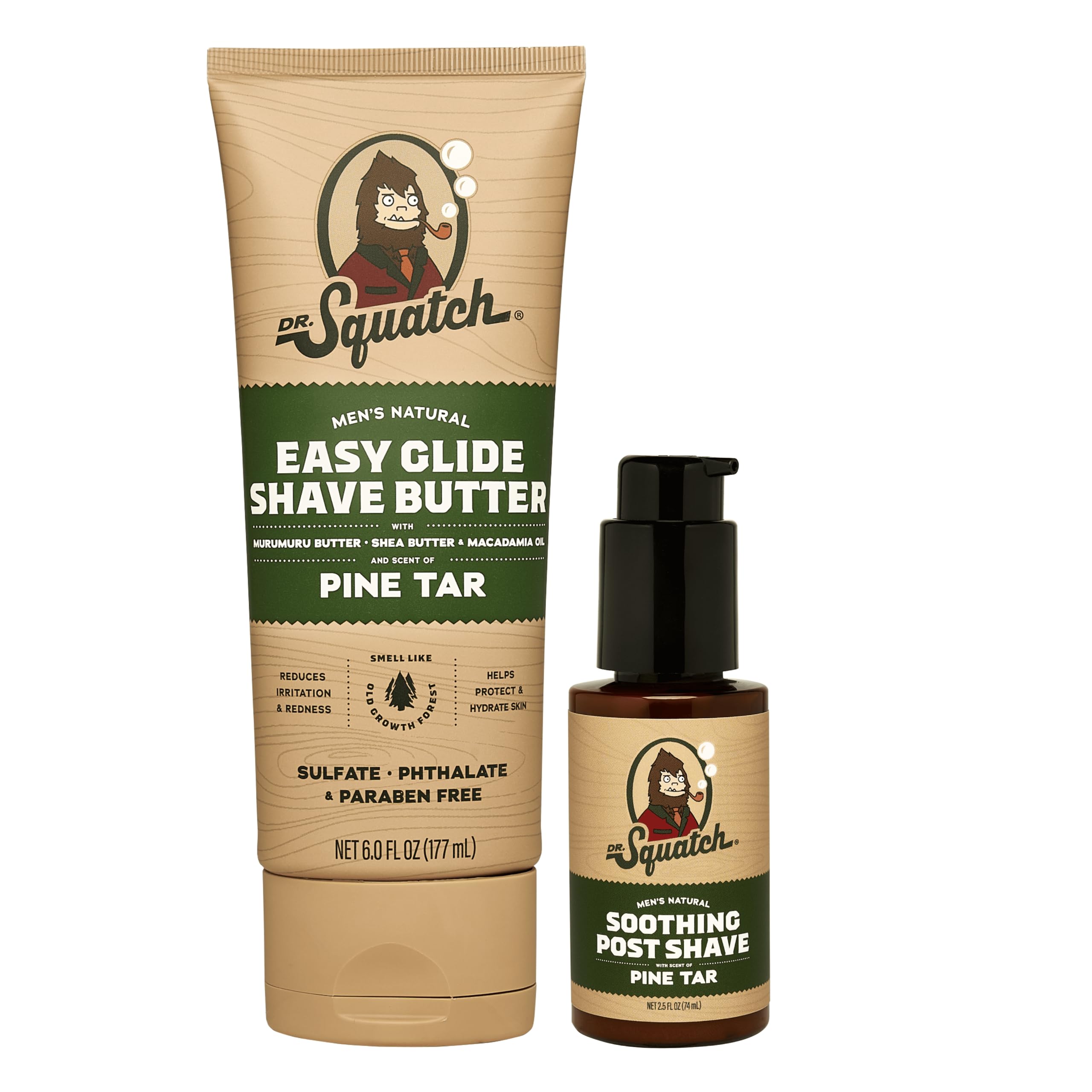 Dr. Squatch Pine Tar Smooth Shave Bundle — Easy Glide Butter + Soothing Post-Shave Moisturizer