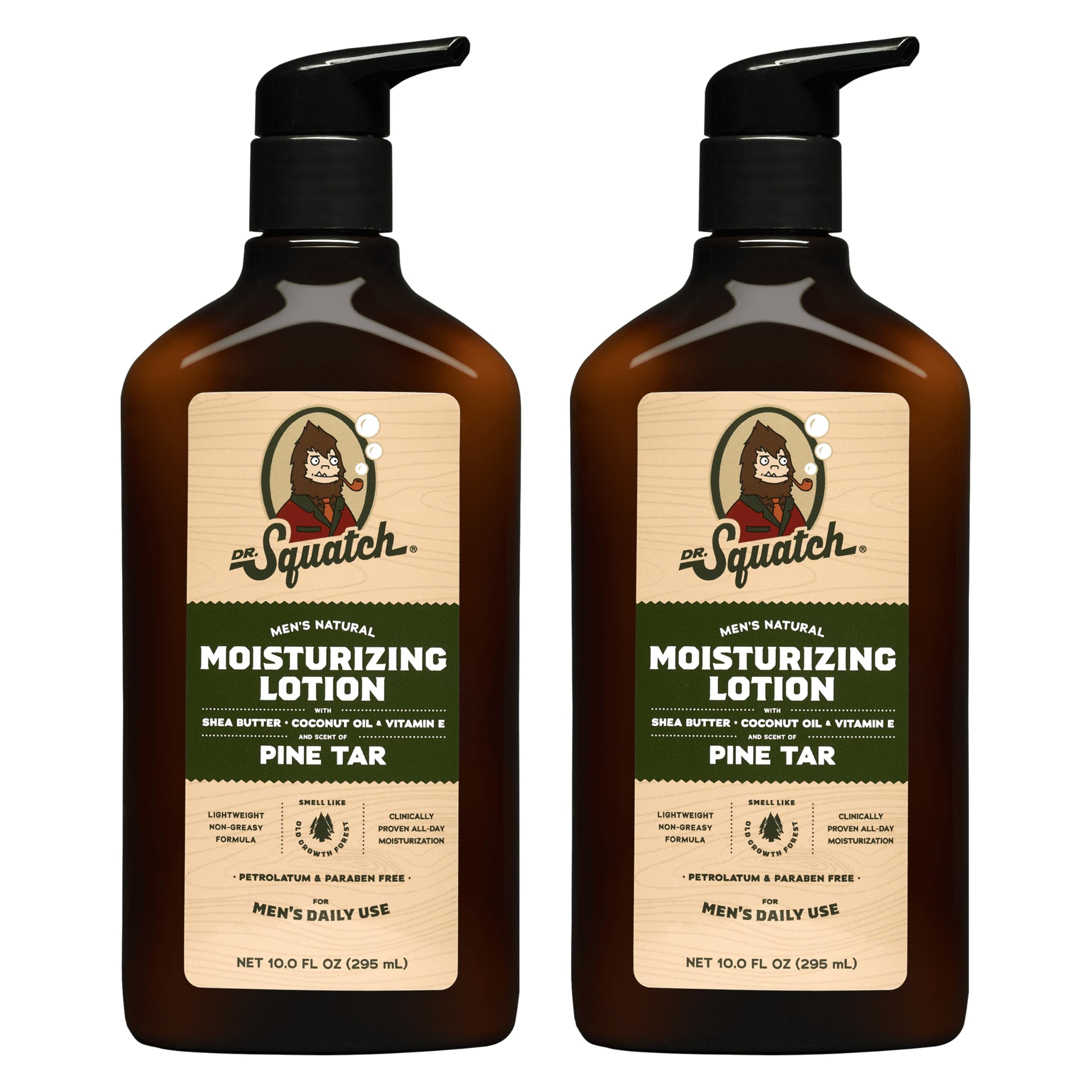 Dr. Squatch Pine Tar Hand & Body Lotion for Men – 24-Hour Moisturization (2-Pack)
