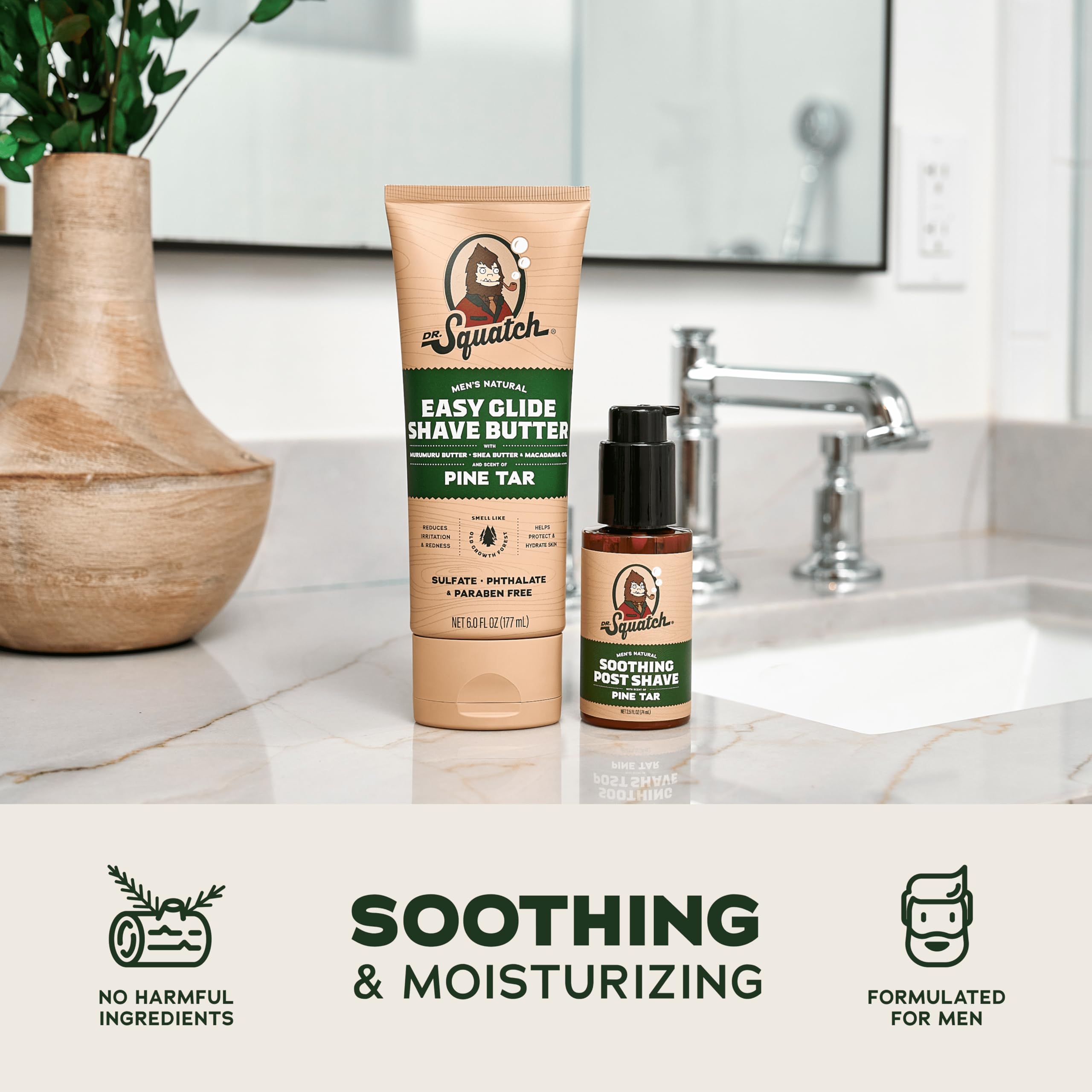 Dr. Squatch Pine Tar Smooth Shave Bundle — Easy Glide Butter + Soothing Post-Shave Moisturizer