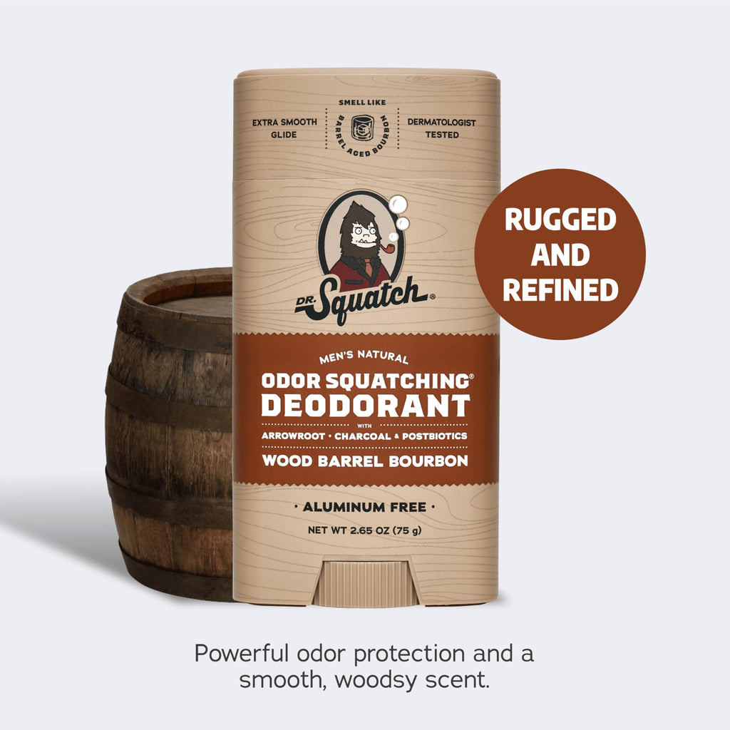 Dr. Squatch Manly Soap & Deodorant Variety Pack – Wood Barrel Bourbon & Pine Tar (Aluminum-Free)