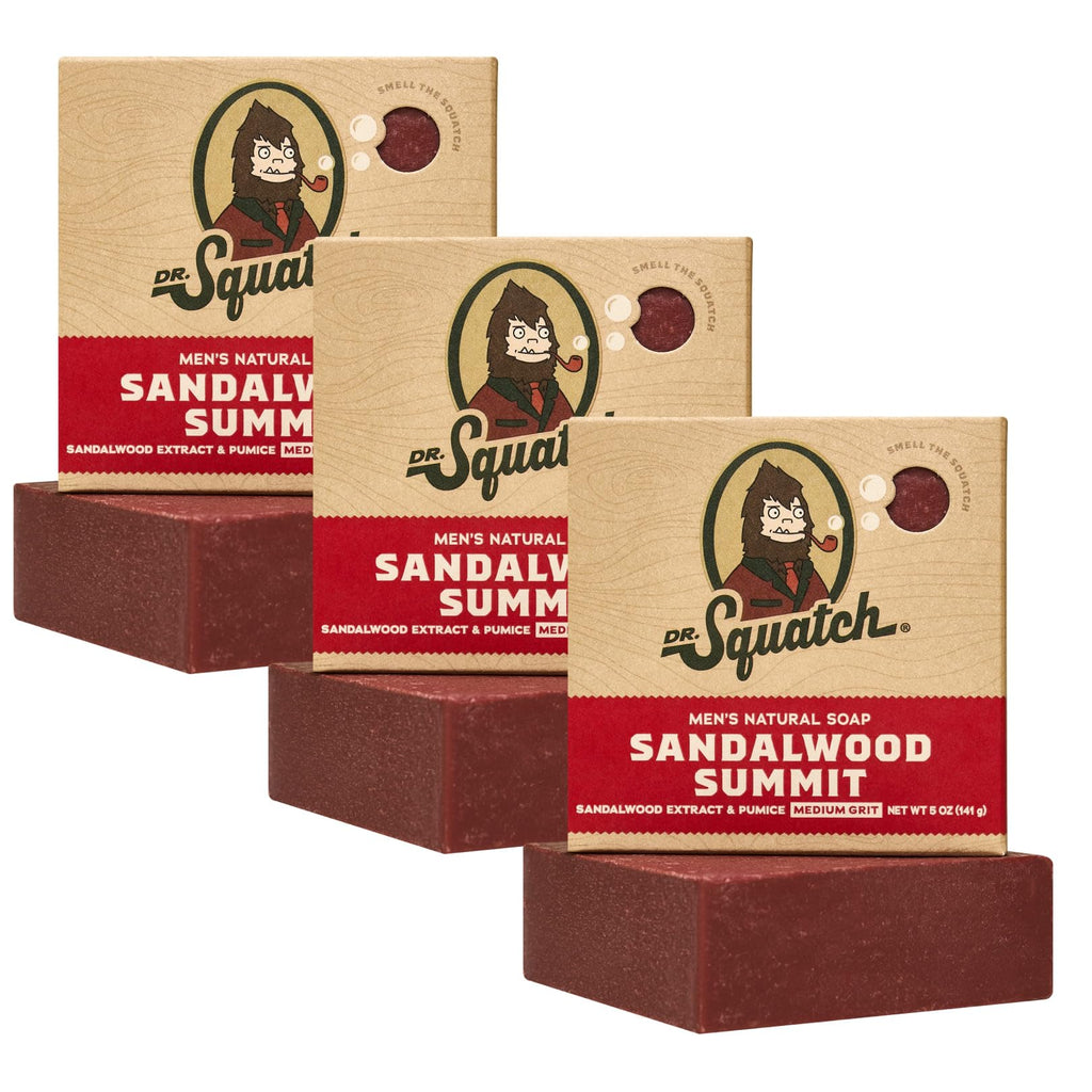 Dr. Squatch Sandalwood Summit Natural Men’s Bar Soap – Cold Process 3-Pack Gift