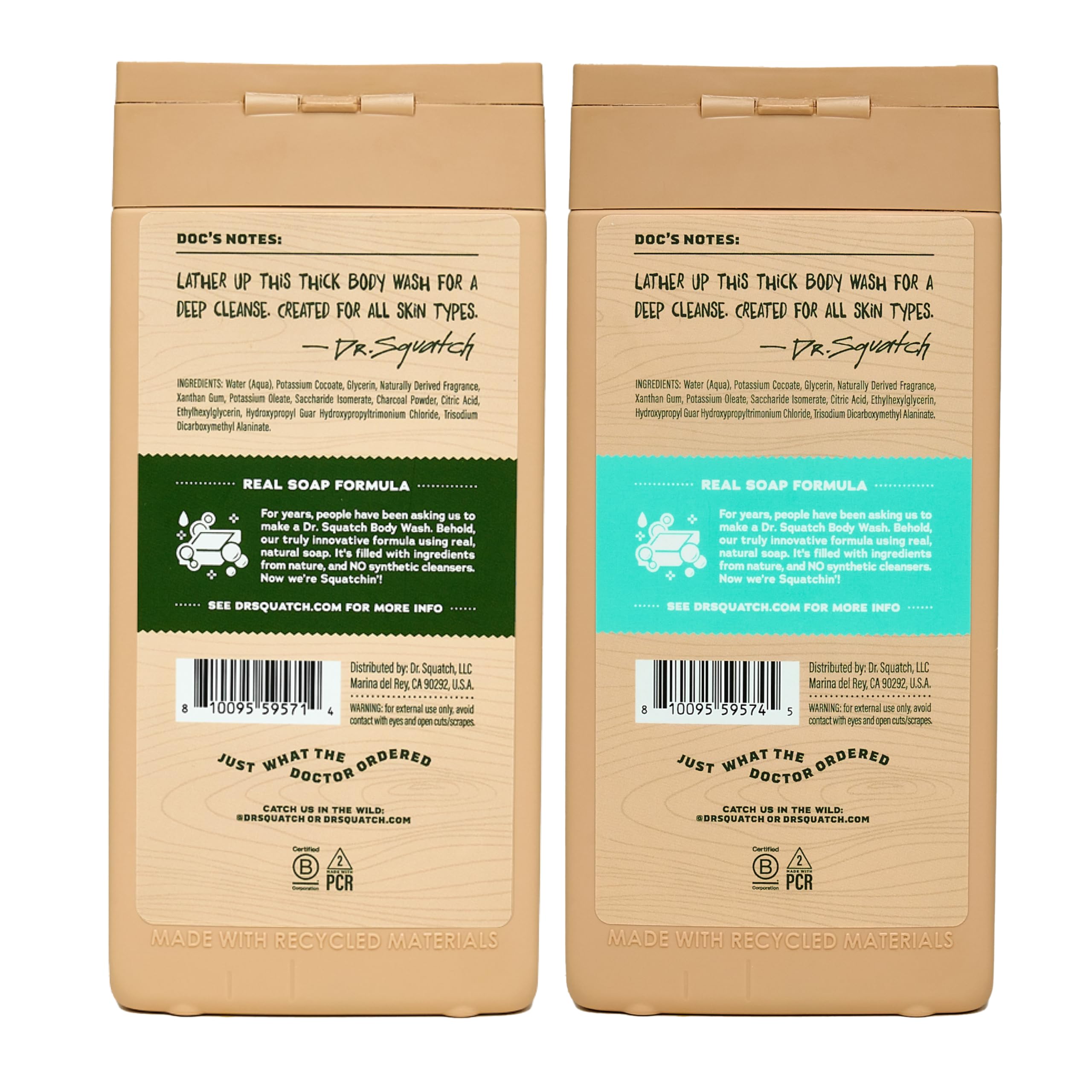Dr. Squatch Pine Tar Coconut Castaway Body Wash for Men – 2-Pack, 14 oz