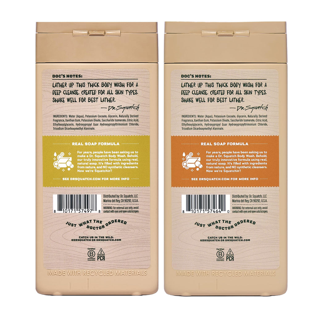 Dr. Squatch Mountain Meadow & Lumberjack Lodge Body Wash 14 oz 2-Pack – Real Soap, Natural Hydration