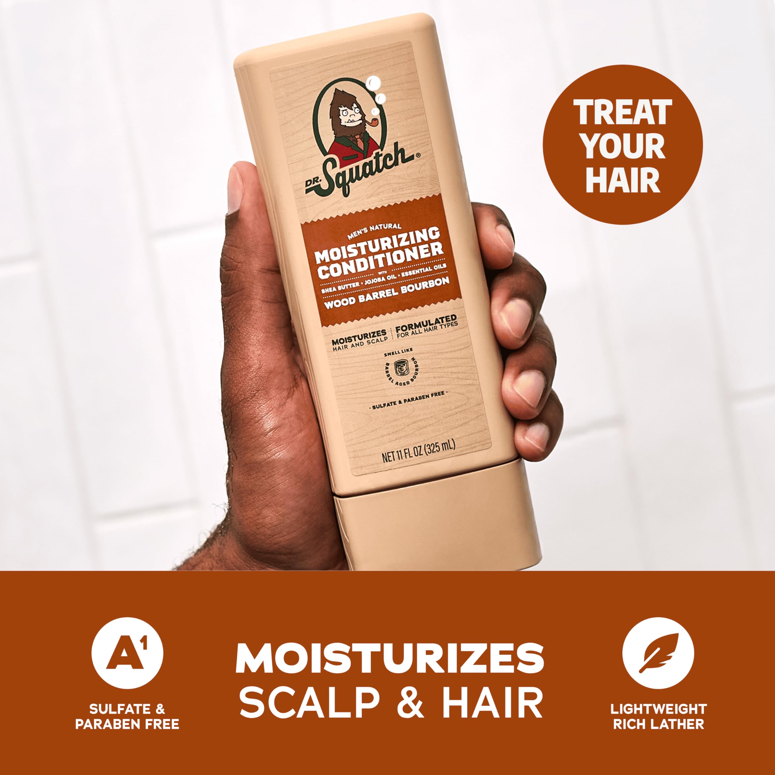 Dr. Squatch Wood Barrel Bourbon Shampoo & Conditioner Set – Natural Men's Hair Care