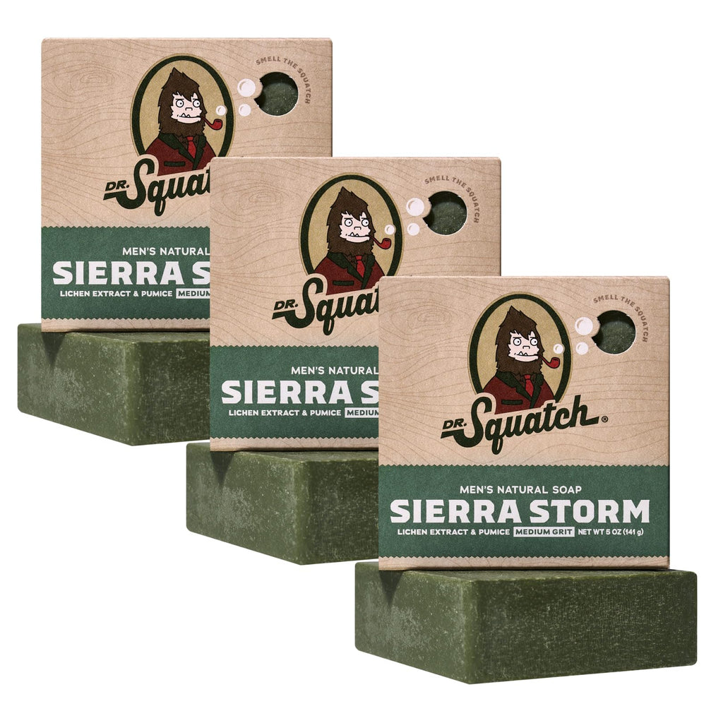 Dr. Squatch Sierra Storm Cold Process Bar Soap – 3-Pack, Natural Oils, Gift for Men