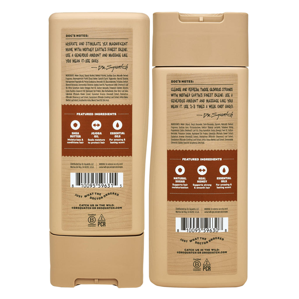 Dr. Squatch Wood Barrel Bourbon Shampoo & Conditioner Set – Natural Men's Hair Care