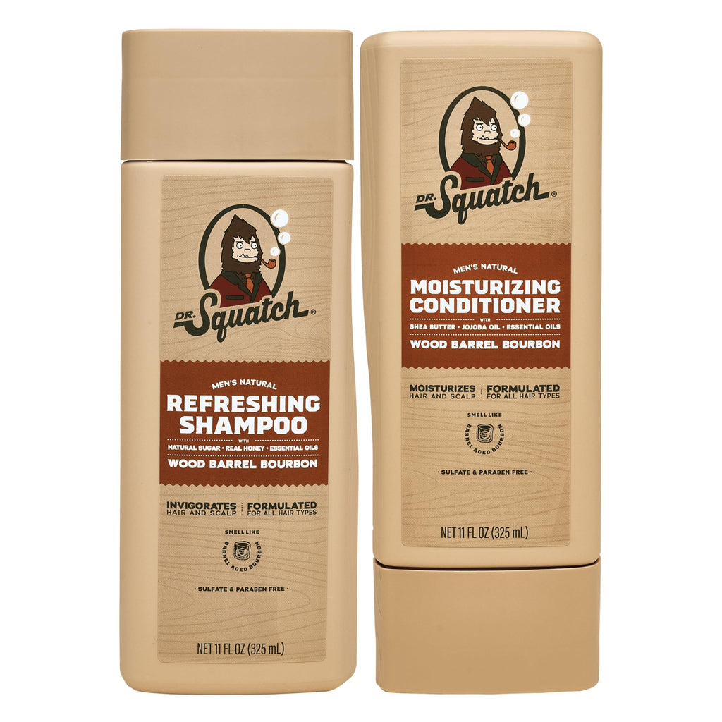 Dr. Squatch Wood Barrel Bourbon Shampoo & Conditioner Set – Natural Men's Hair Care