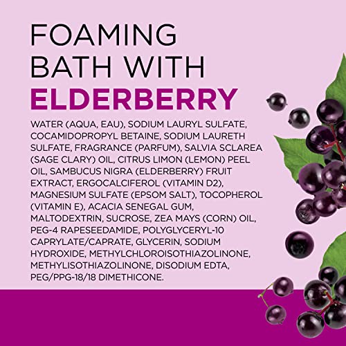 Dr Teal's Foaming Bath with Pure Epsom Salt, Black Elderberry & Vitamin D — 34 oz (Pack of 4)