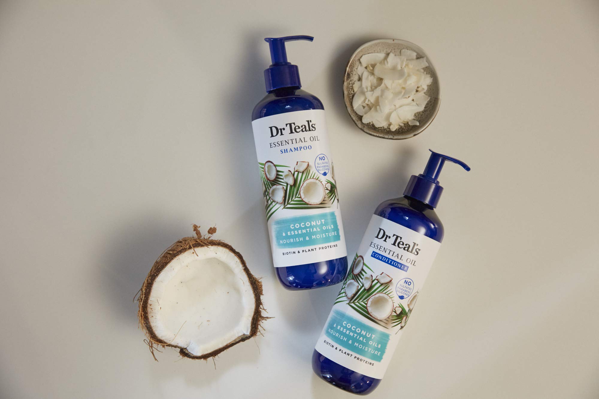 Dr Teal's Coconut Nourish & Moisture Essential Oil Conditioner – Sulfate Free, 16 Fl Oz