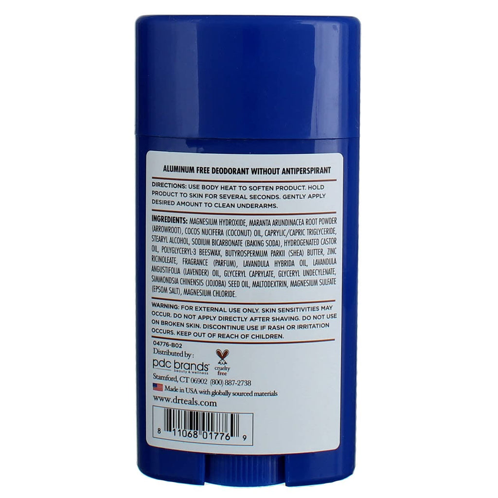 Dr Teal's Aluminum Free Deodorant – Coconut Oil | 2 x 2.65 oz | Vegan & Paraben & Phthalate Free