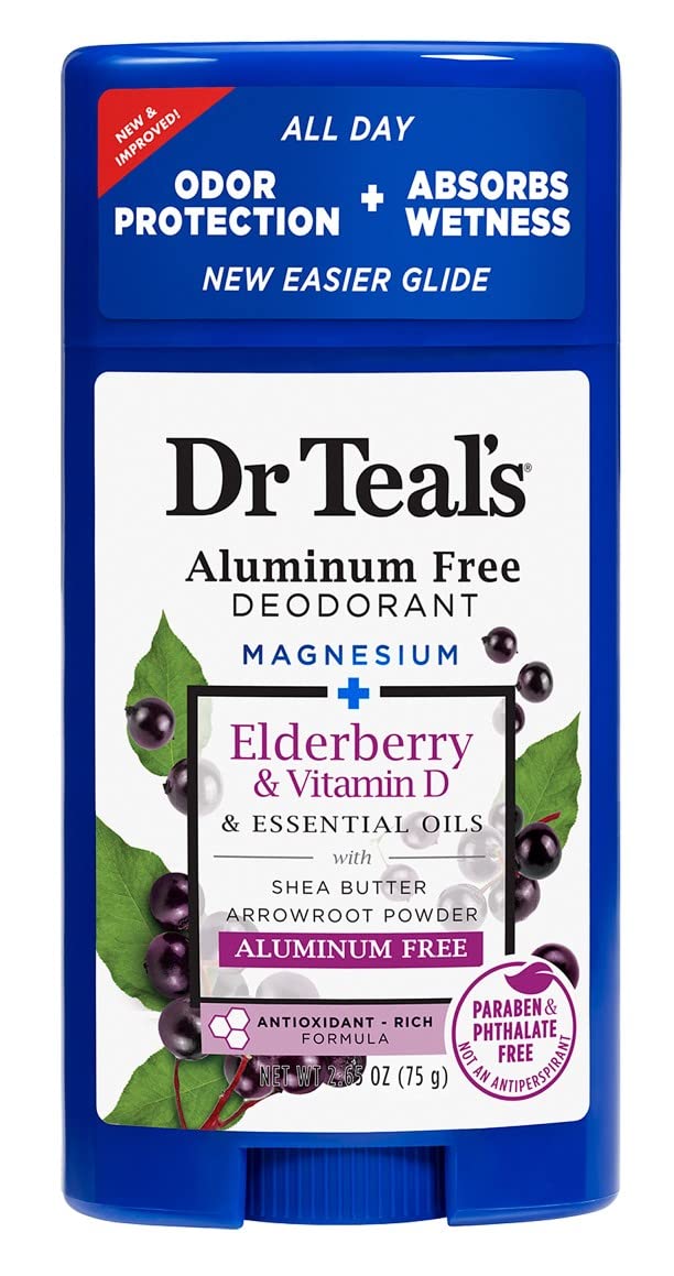 Dr Teal's Deodorant Elderberry & Vitamin D2 – Aluminum-Free, 2.65 oz