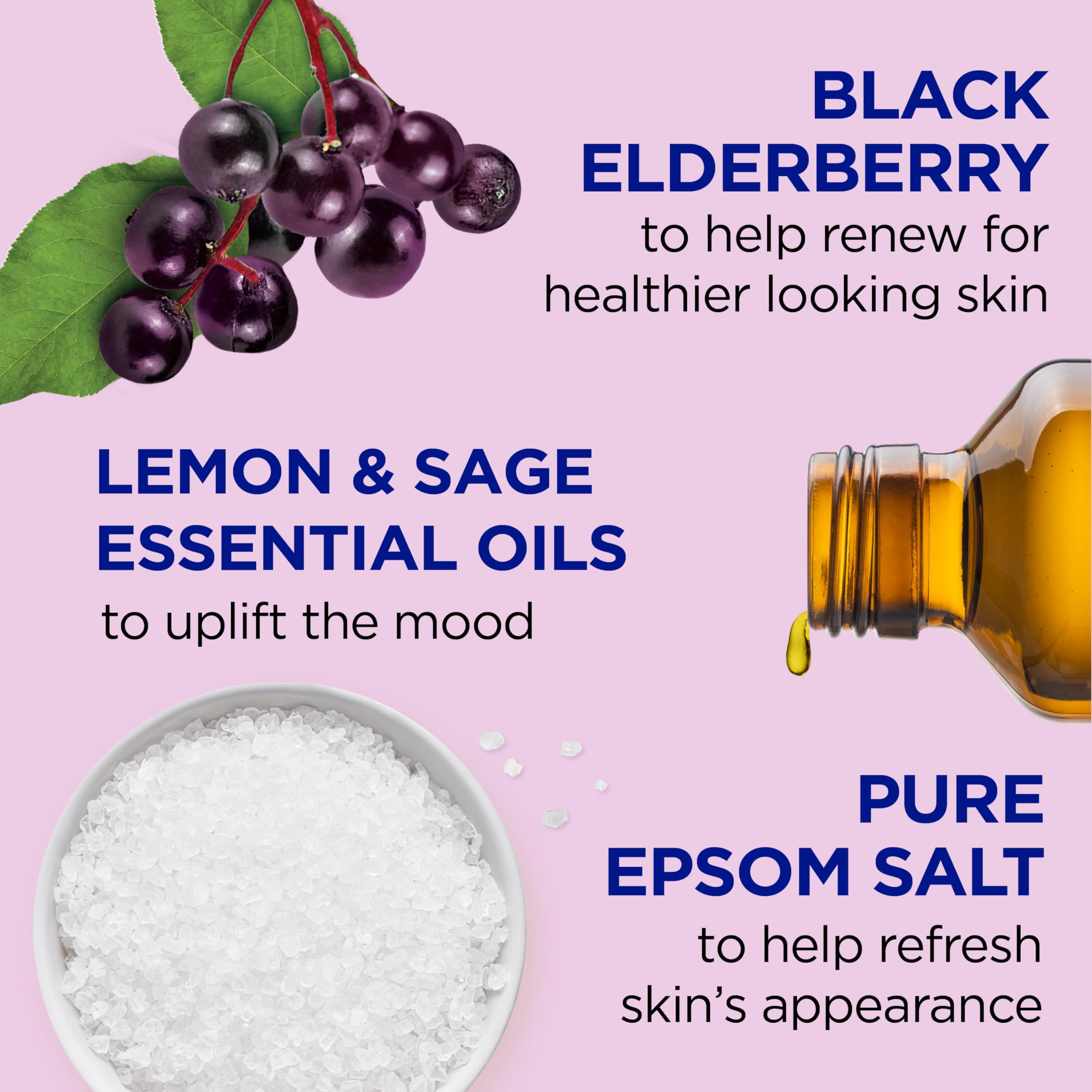 Dr Teal's Foaming Bath with Pure Epsom Salt, Black Elderberry & Vitamin D — 34 oz (Pack of 4)