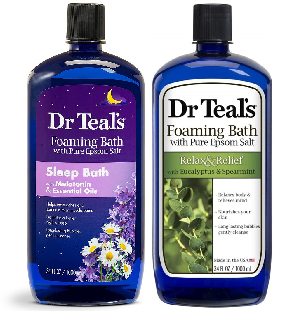 Dr Teal's Foaming Bath Variety Gift Set (2 Pack) – Eucalyptus & Spearmint + Melatonin Sleep Bath