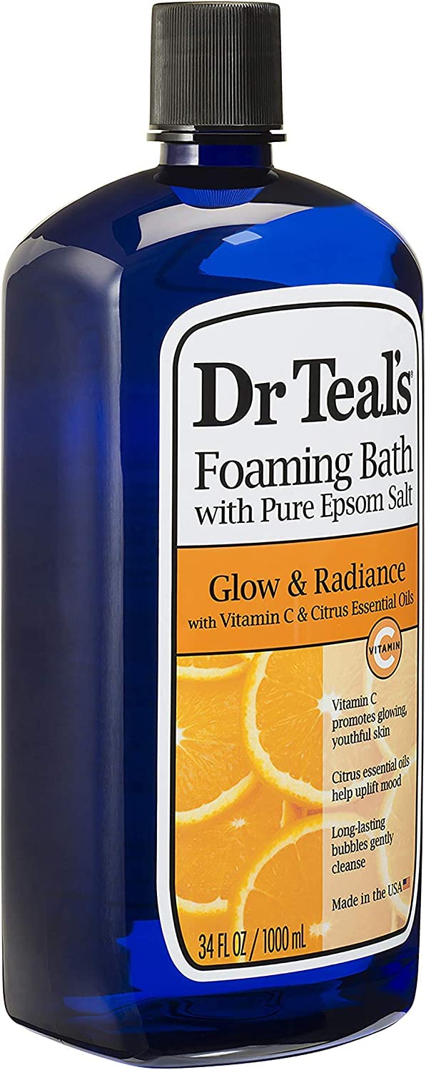 Dr Teal's Foaming Bath Variety Gift Set (2 x 34 oz) – Soothe & Sleep Lavender + Glow & Radiance Vitamin C & Citrus