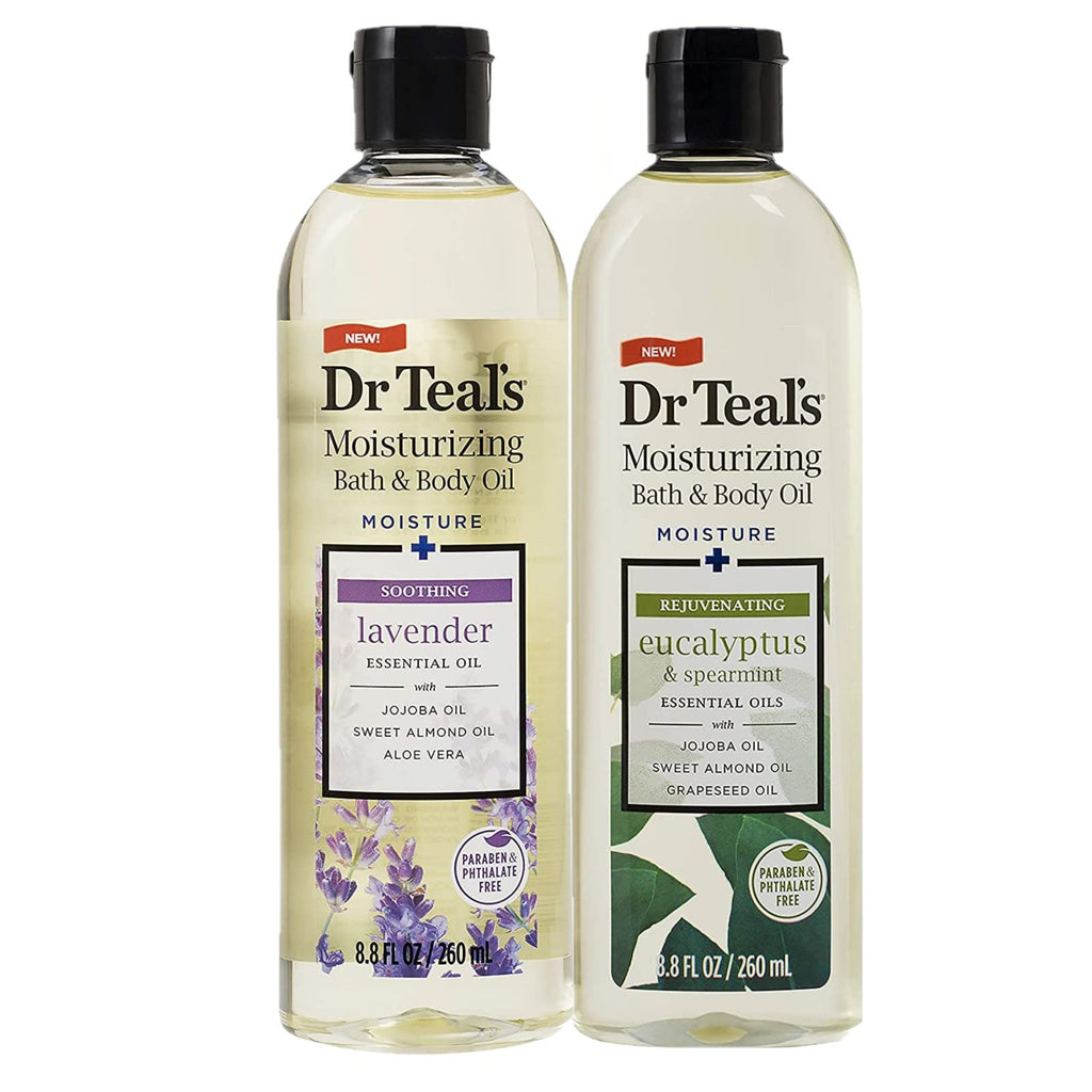 Dr Teal's Bath & Body Oil Variety Gift Set (2 Pack, 8.8oz Each) – Lavender & Eucalyptus Spearmint