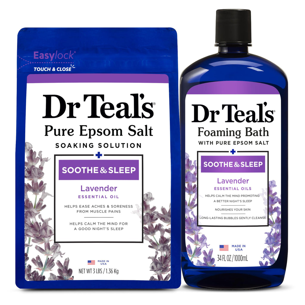 Dr Teal's Lavender Epsom Salt Soak & Foaming Bath Duo – Soothe & Sleep with Lavender