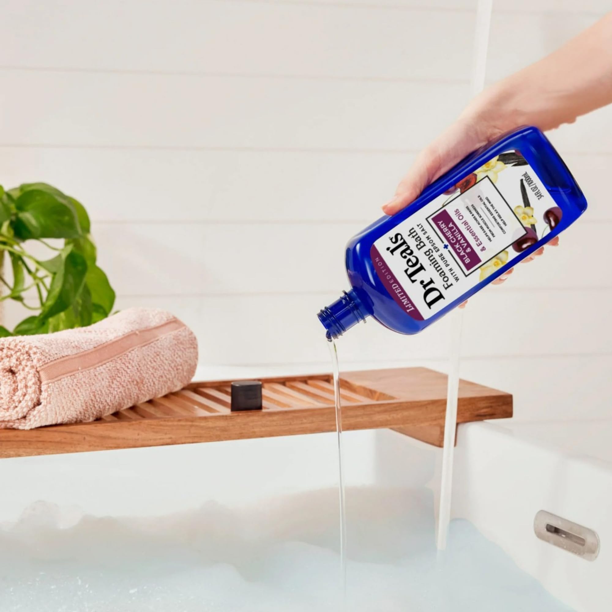 Dr Teal's Limited Edition Black Cherry & Vanilla Bath Set – Pure Epsom Salt & Foaming Bath, 34 oz