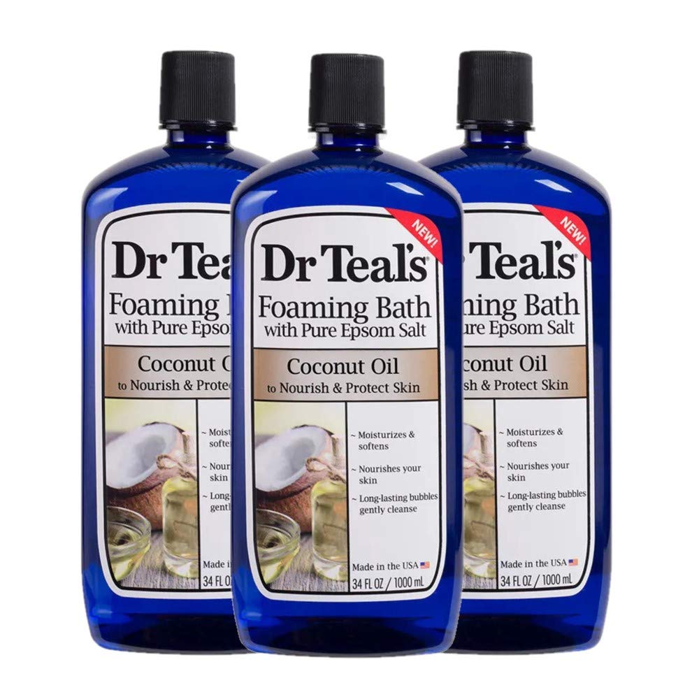 Dr Teal's Coconut Oil Foaming Bath Gift Set – 3 x 34oz, Nourish & Protect with Epsom Salt