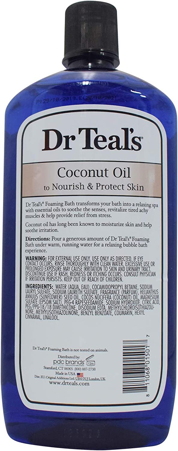 Dr Teal's Coconut Oil Foaming Bath Gift Set – 3 x 34oz, Nourish & Protect with Epsom Salt