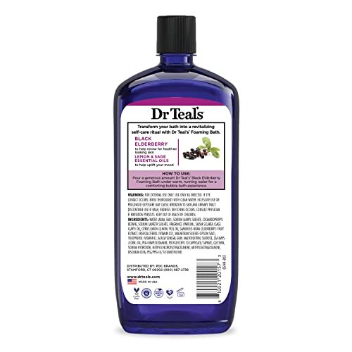 Dr Teal's Foaming Bath with Pure Epsom Salt, Black Elderberry & Vitamin D — 34 oz (Pack of 4)