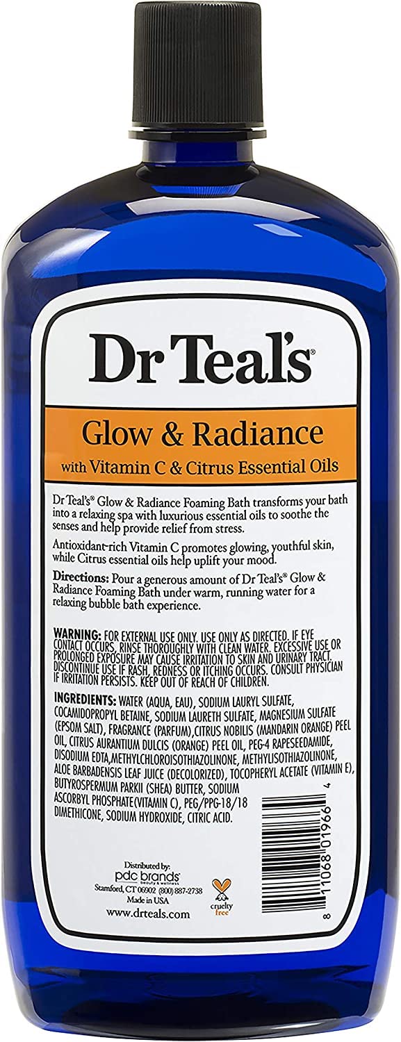 Dr Teal's Foaming Bath Variety Gift Set (2 x 34 oz) – Soothe & Sleep Lavender + Glow & Radiance Vitamin C & Citrus