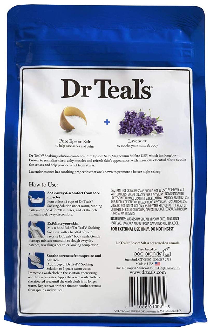 Dr Teal's Pure Epsom Salt Bath Gift Set (2-Pack, 3 lbs each) – Lavender & Hemp Seed Oil Soaks