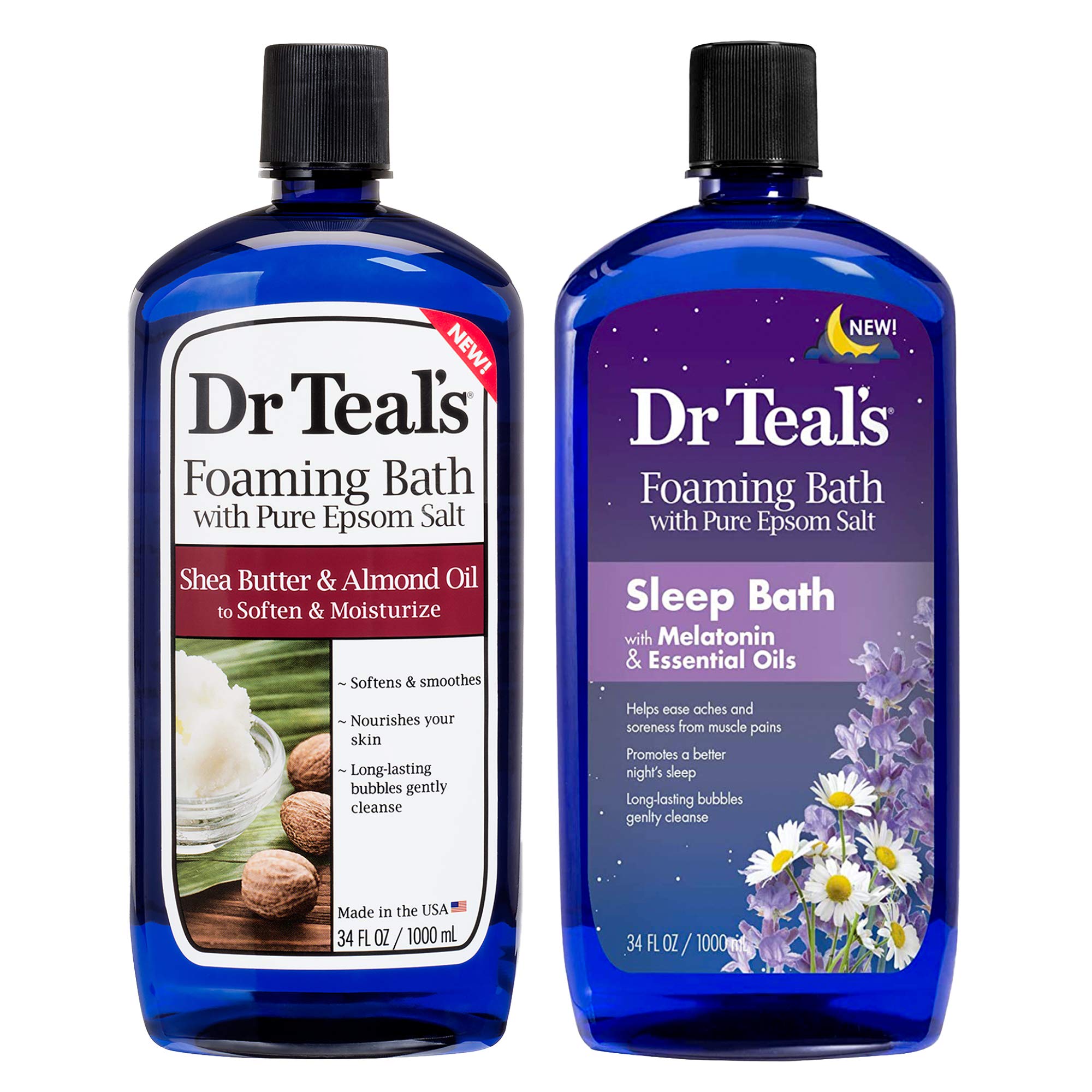 Dr Teal's Foaming Bath Gift Set – Shea Butter & Almond Oil + Melatonin Sleep Bath (2x34 oz)
