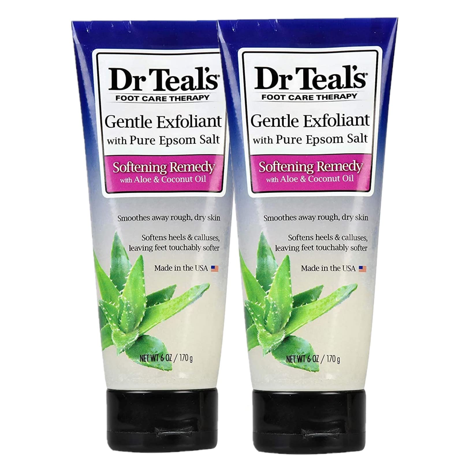 Dr Teal's Softening Remedy Coconut Oil Foot Scrub Gift Set – 2 Pack, 6oz Each