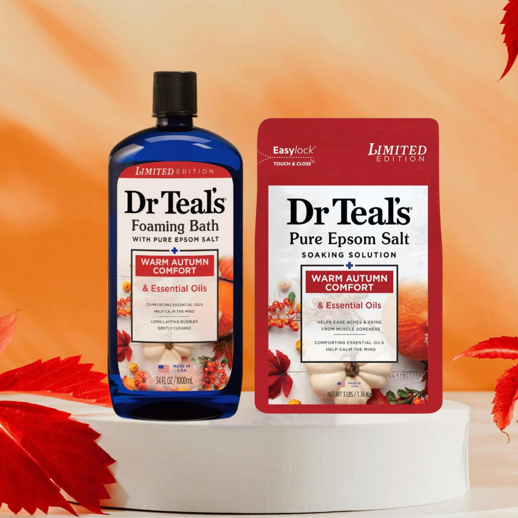 Dr Teal's Warm Autumn Comfort Pure Epsom Salt Soak & Foaming Bath Duo Pack – Limited Edition Scent