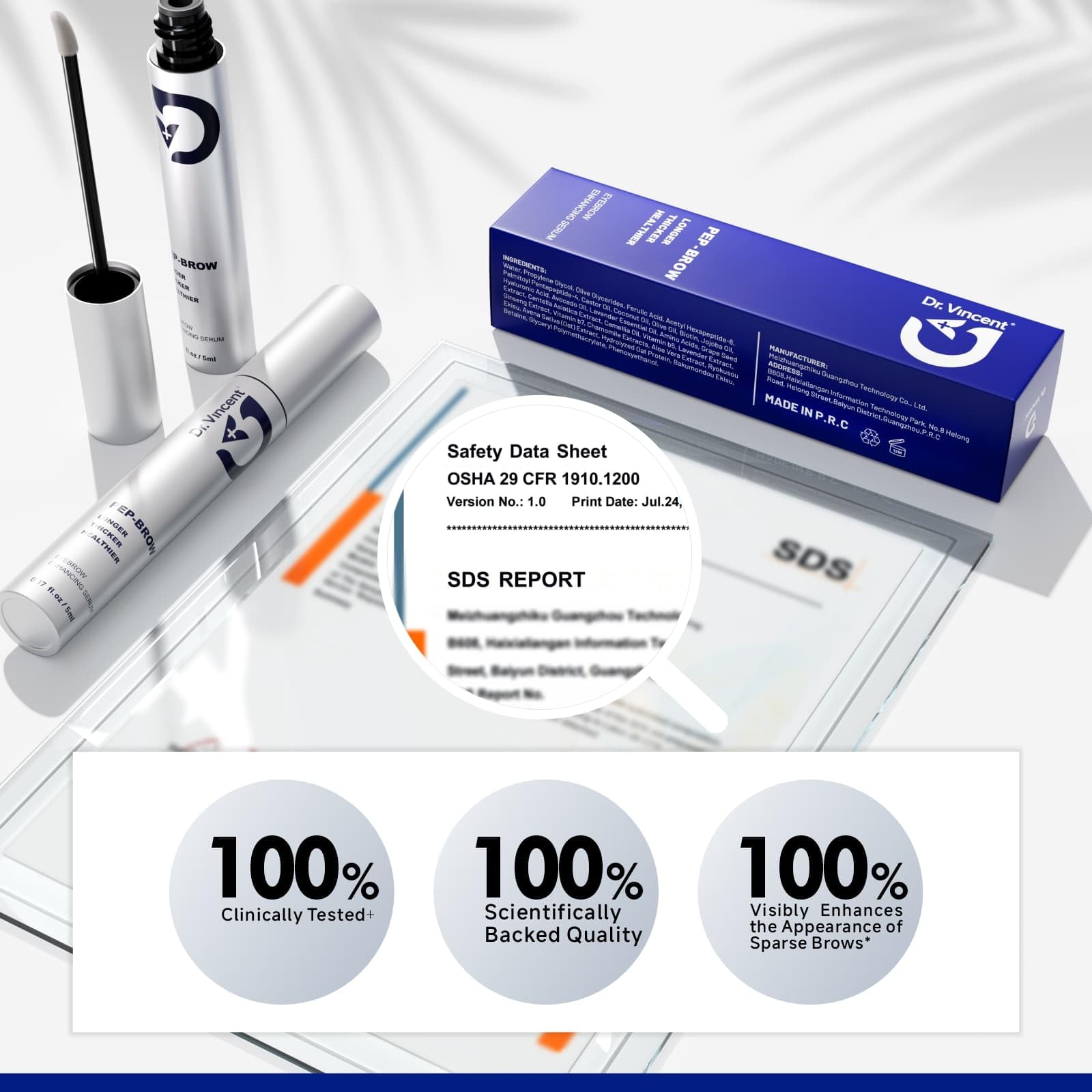 Dr Vincent Eyebrow Growth Serum — Biotin Peptides, 2.3× Absorption, Fuller Brows