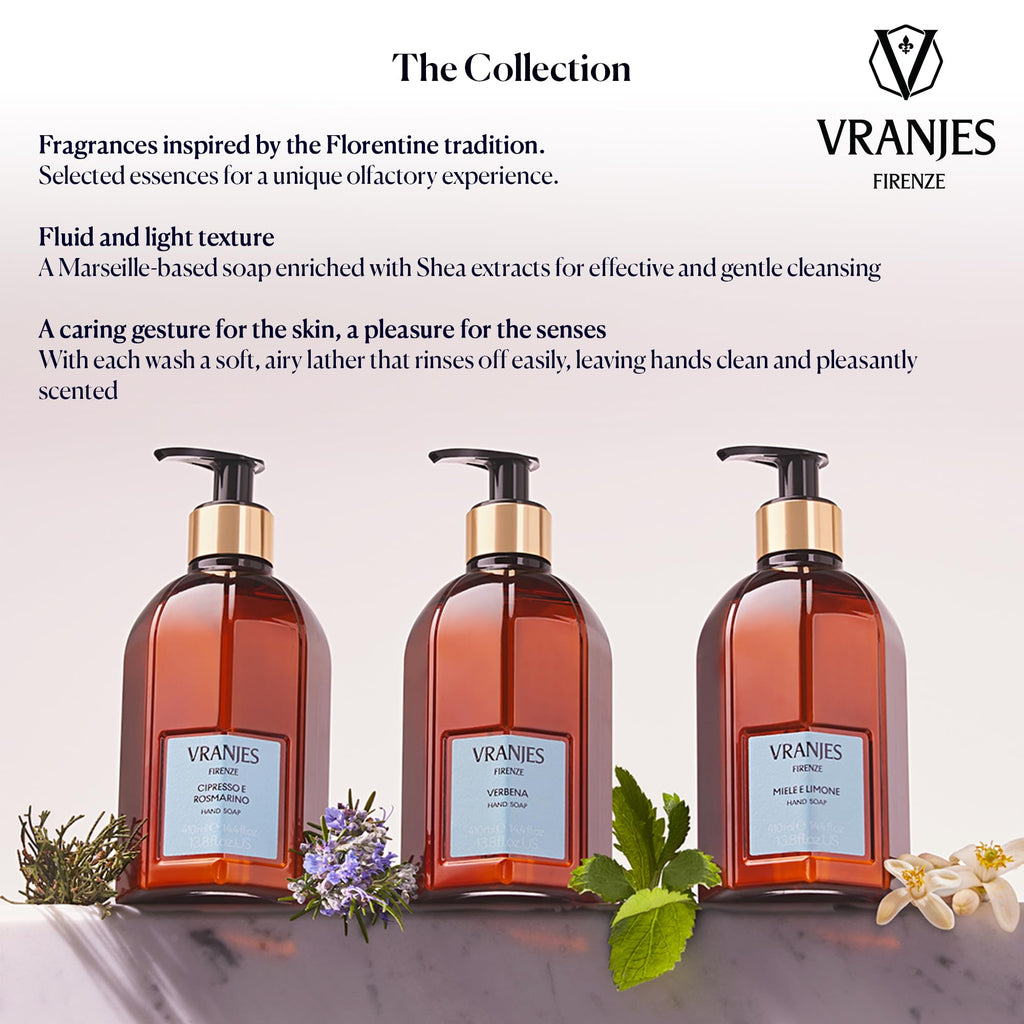 Dr. Vranjes Verbena Hand Soap – 410 ml | Moisturizing Liquid Hand Wash with Shea, Citrus, Green Tea & Musk | Made in Italy