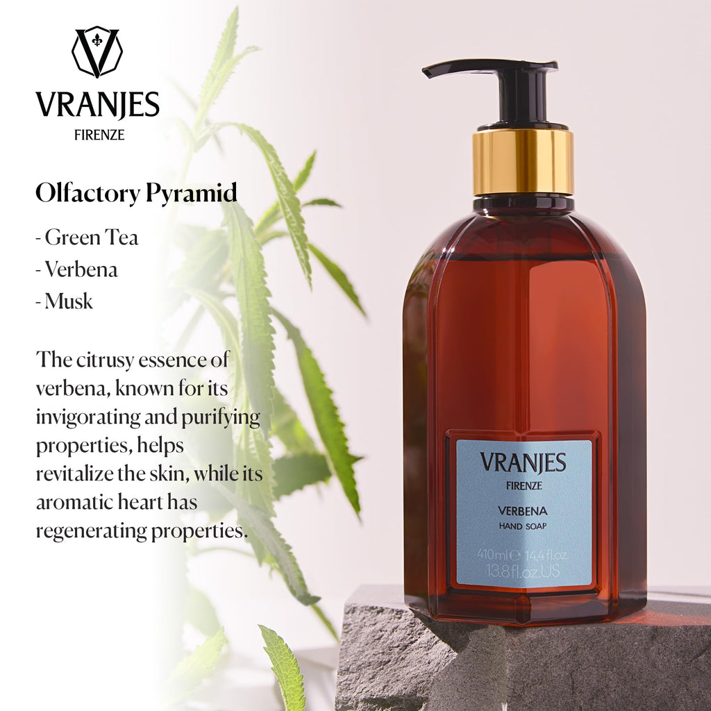 Dr. Vranjes Verbena Hand Soap – 410 ml | Moisturizing Liquid Hand Wash with Shea, Citrus, Green Tea & Musk | Made in Italy