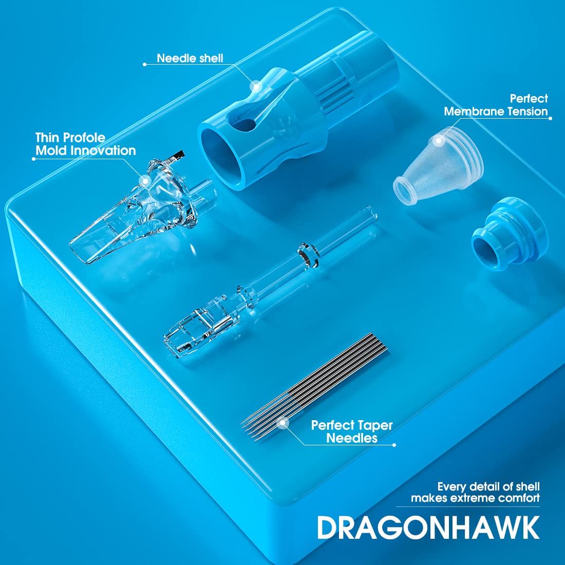 Dragonhawk Tattoo Cartridges Needles Kit – 50Pcs Mixed RL Sizes 1003RL to 1011RL | Dragonhawk