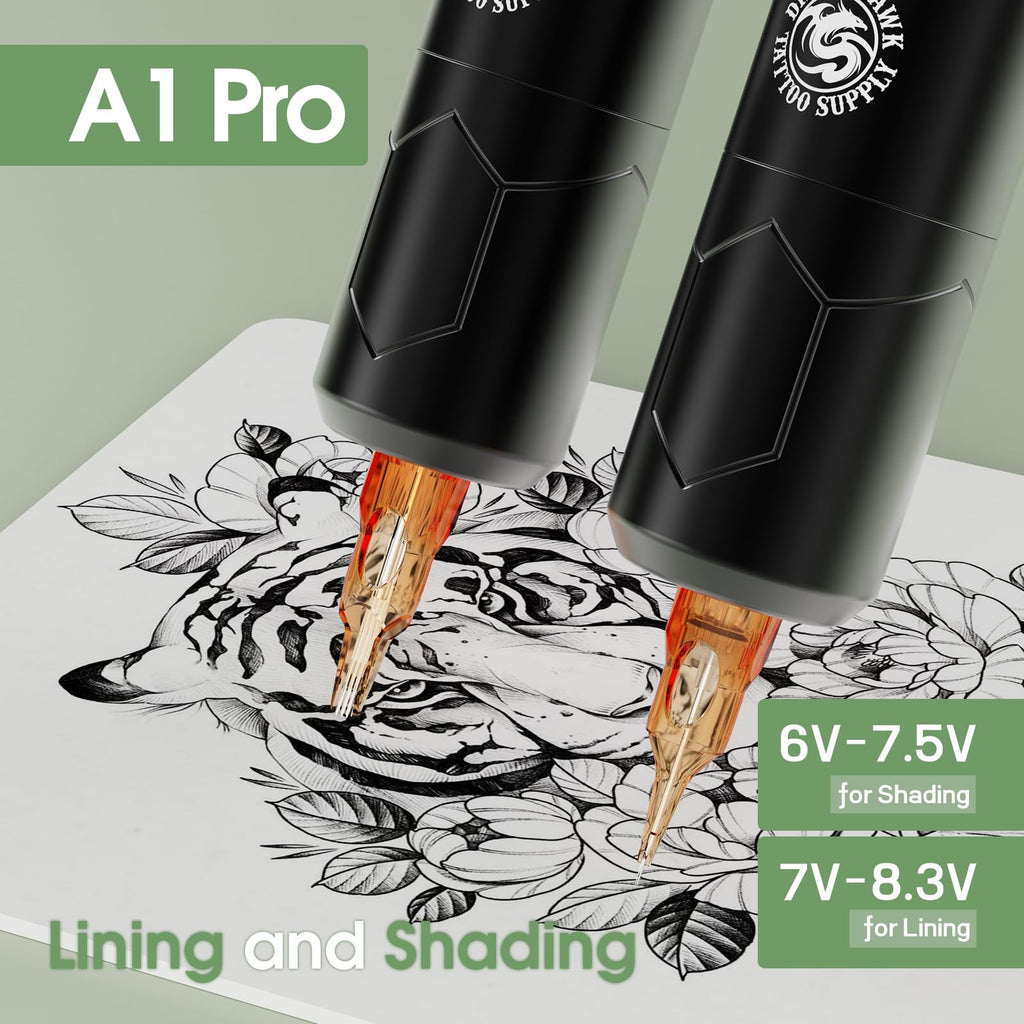 Dragonhawk A1 Pro Tattoo Kit – Cordless Pro Pen, 2000mAh, Beginner Friendly