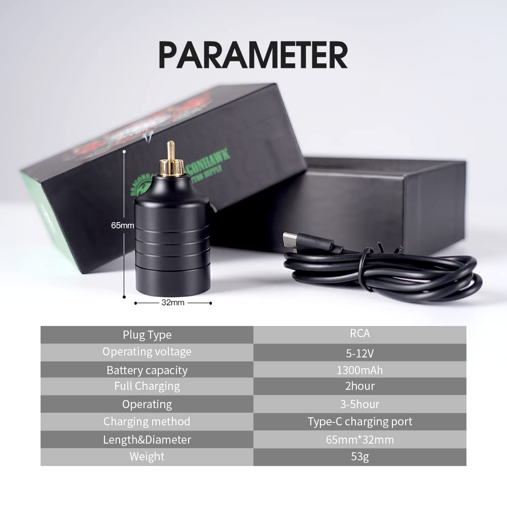 Dragonhawk Atom Wireless Tattoo Pen Kit – Complete Beginner Kit with 20 Cartridges & Battery Power