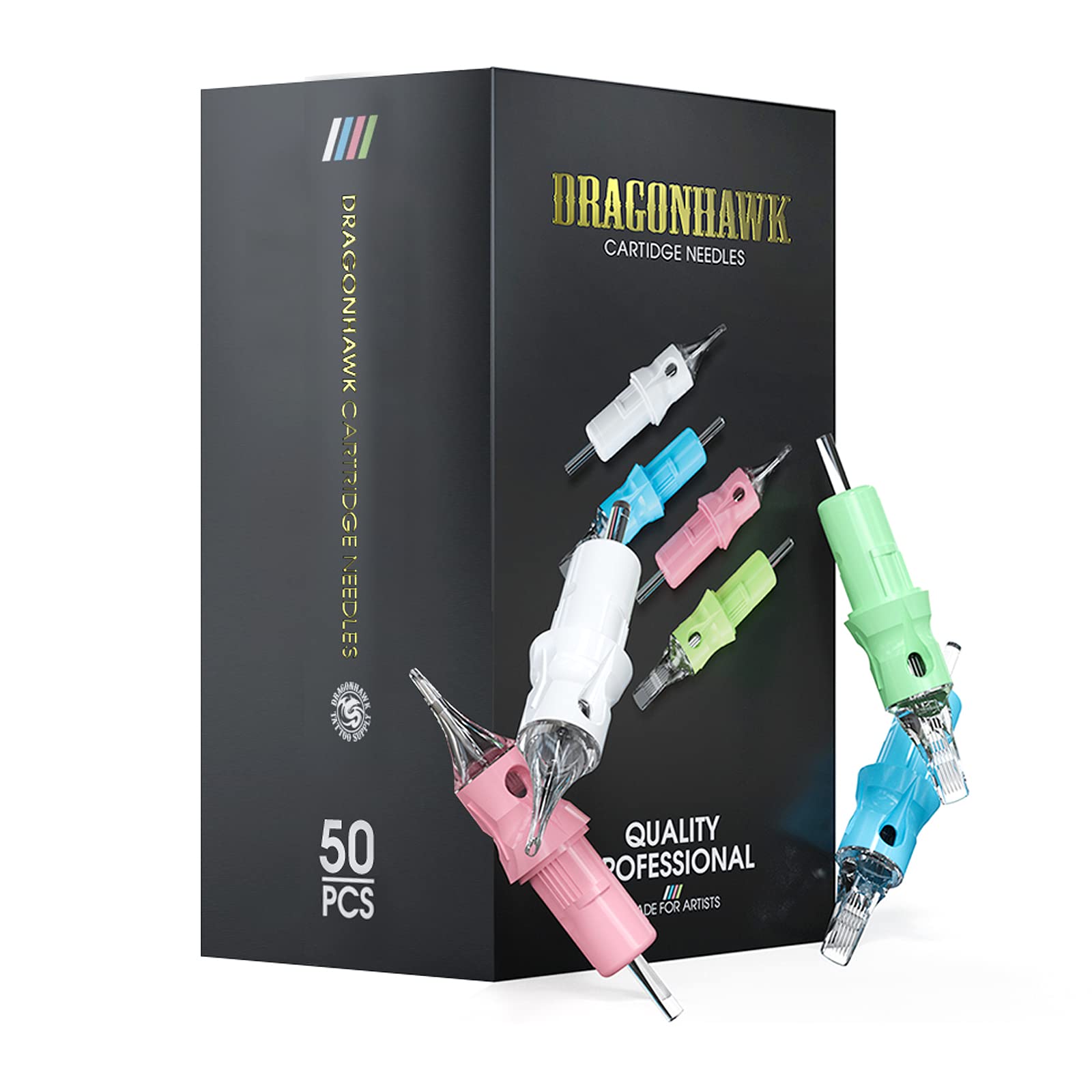 Dragonhawk Tattoo Cartridges Needles Kit – 50Pcs Mixed RL Sizes 1003RL to 1011RL | Dragonhawk