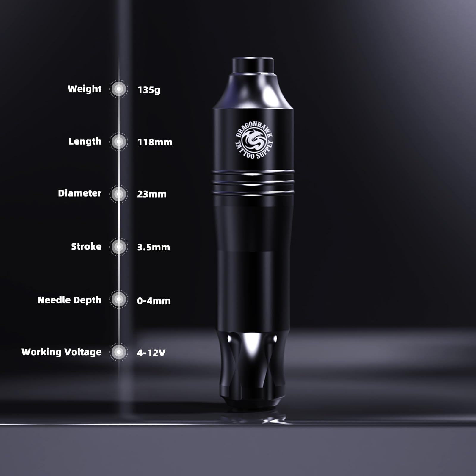 Dragonhawk Atom Wireless Tattoo Pen Kit – Complete Beginner Kit with 20 Cartridges & Battery Power