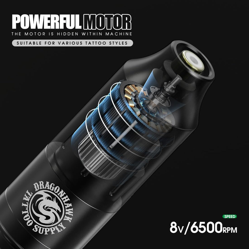Dragonhawk S11 Cordless Tattoo Kit – Tattoo Pen with Battery Power Supply