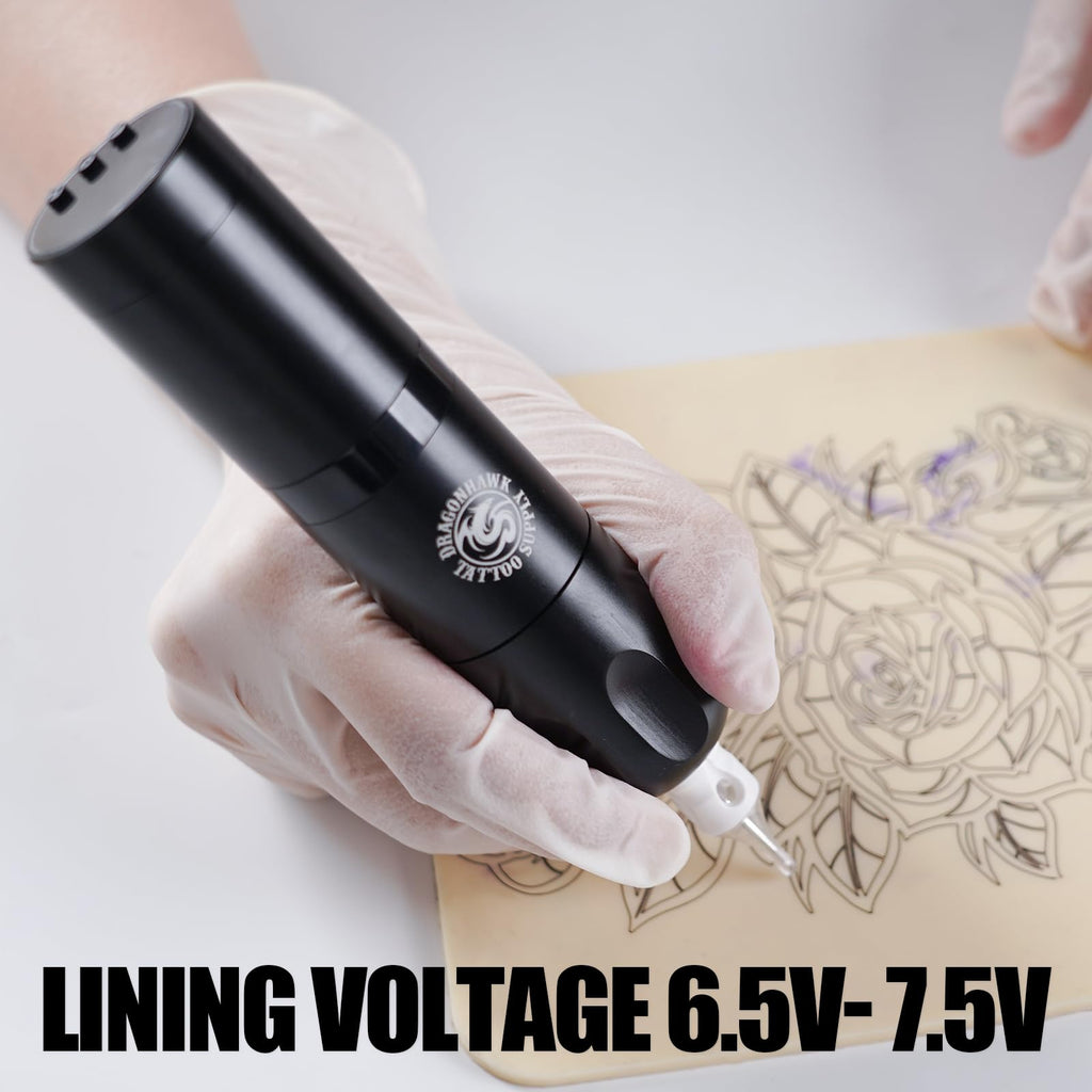 Dragonhawk X3 Wireless Tattoo Kit – Beginner Complete Tattoo Gun, Cartridges & Practice Skin