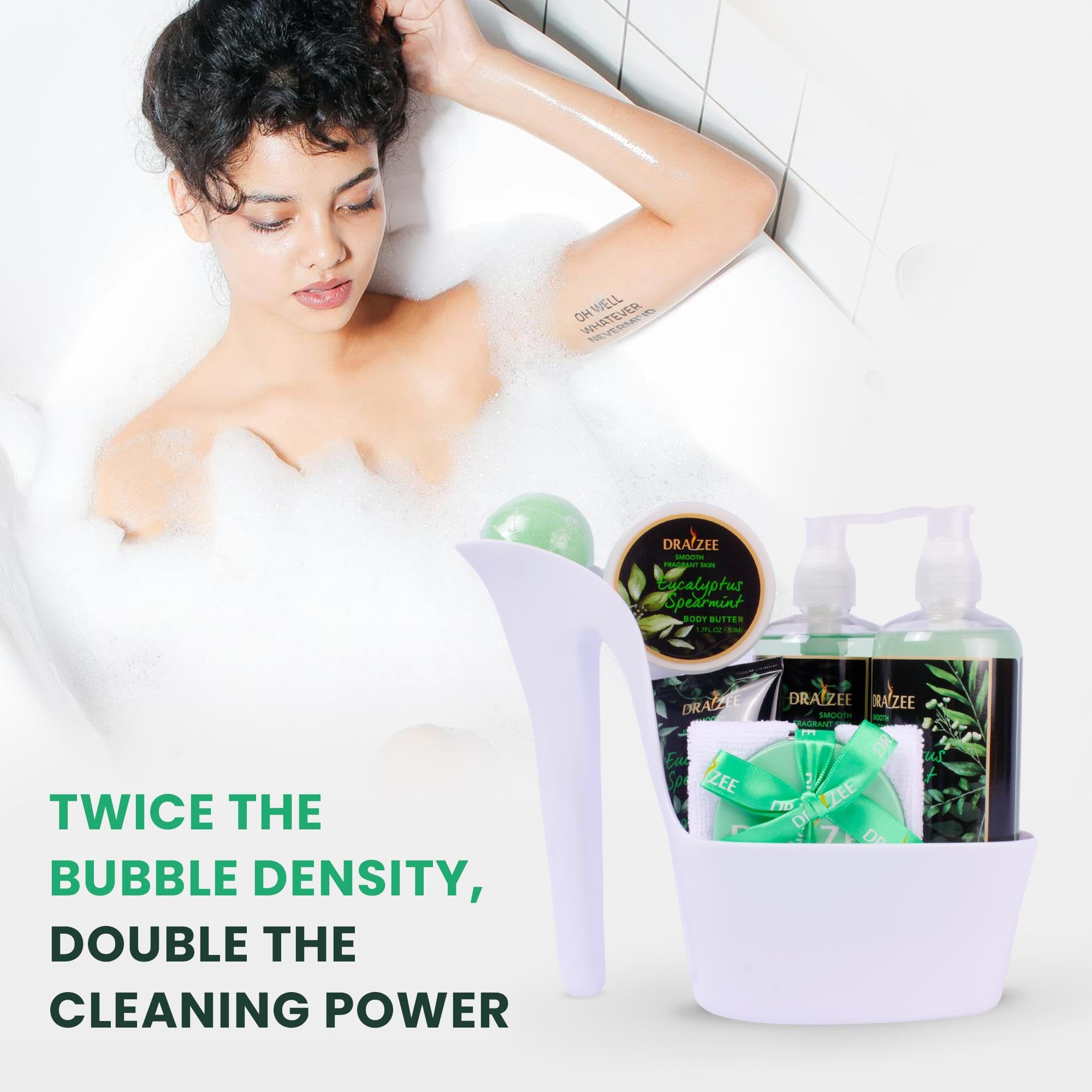 Draizee Valentine's Day Spa Gift Set for Her — 8-Piece Eucalyptus Spearmint Luxury Bath Basket