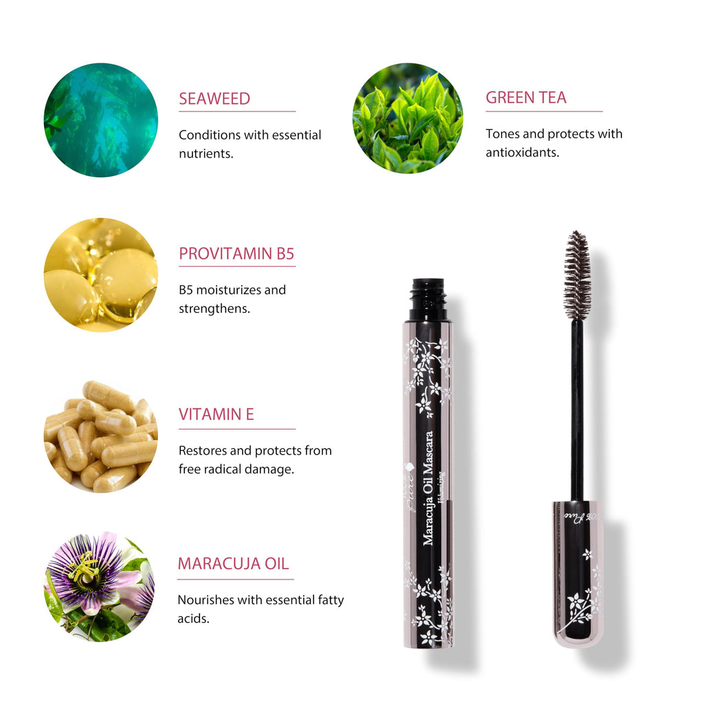 100% PURE Maracuja Oil Mascara – Dramatic Volume & Length, Natural Fruit Pigments, Vegan, Dark Chocolate, 0.35 oz