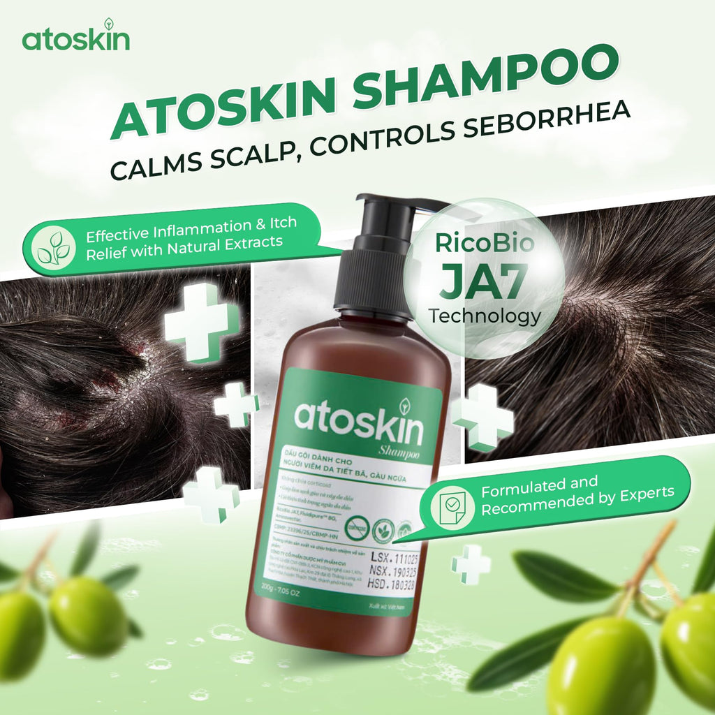 Dr. Atoskin Shampoo for Seborrheic Dermatitis – Oil Control & Scalp Comfort (6.8 oz)