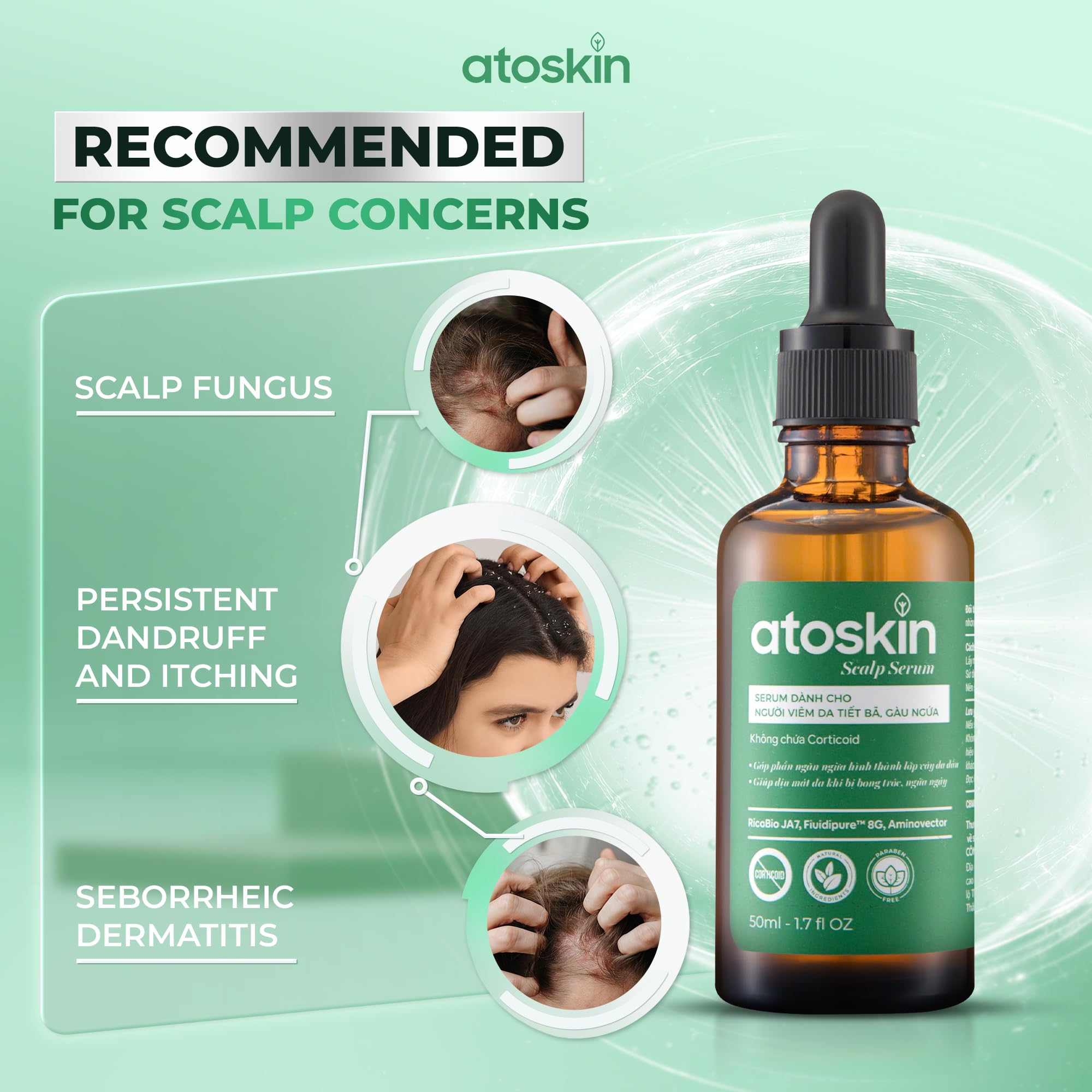 dr.atoskin Scalp Serum (3 Pack) for Seborrheic Dermatitis – Botanical Extracts, Zinc PCA & Aquaxyl