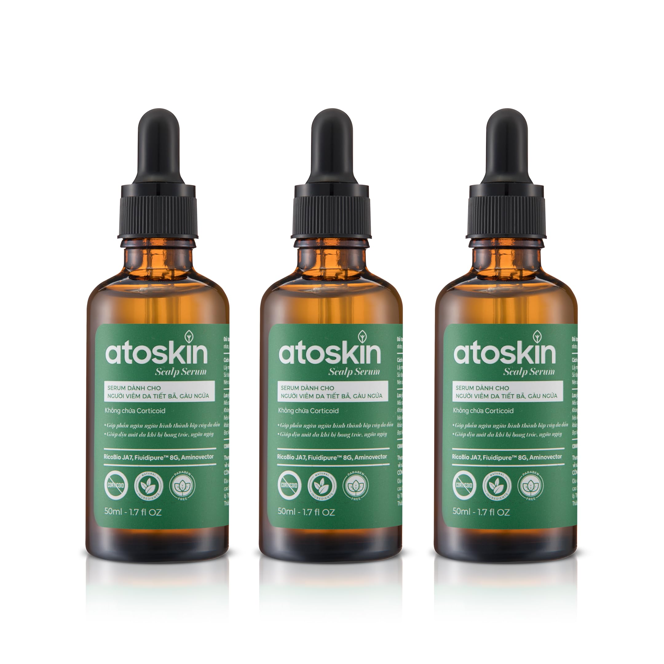 dr.atoskin Scalp Serum (3 Pack) for Seborrheic Dermatitis – Botanical Extracts, Zinc PCA & Aquaxyl