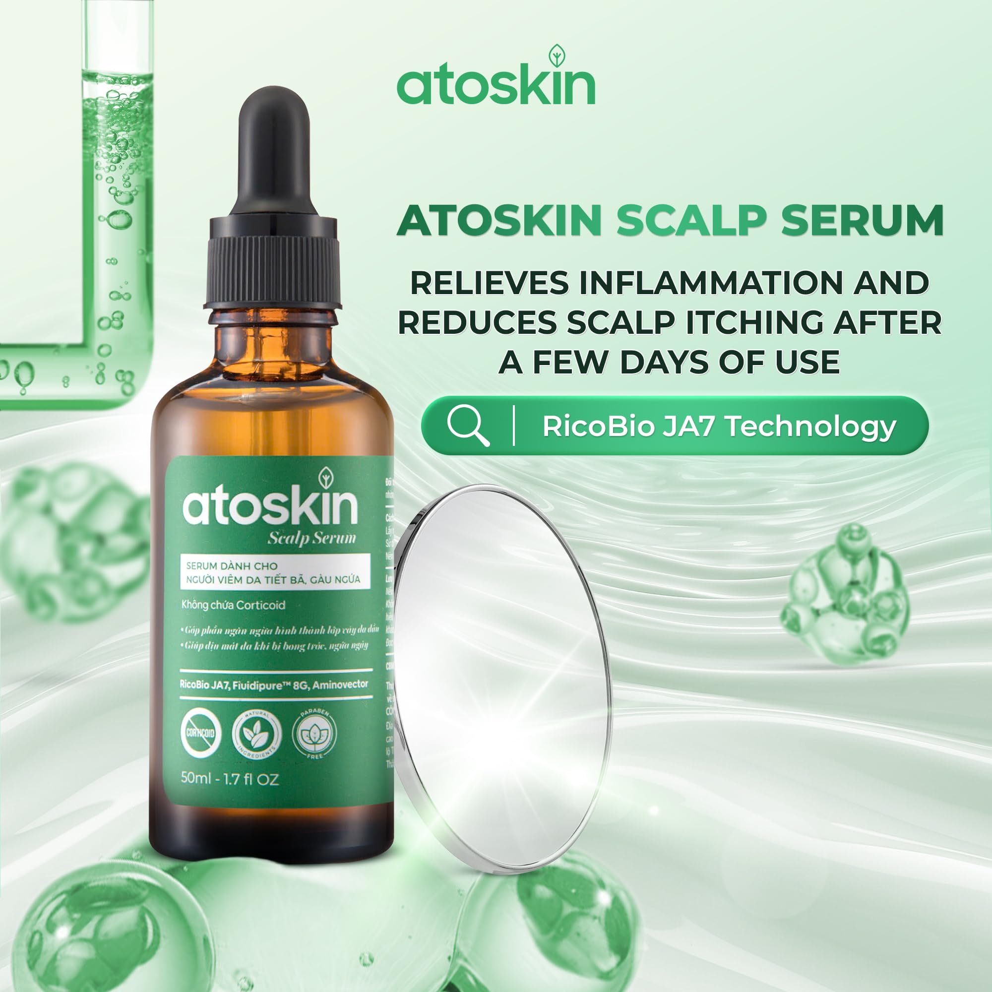 dr.atoskin Scalp Serum (3 Pack) for Seborrheic Dermatitis – Botanical Extracts, Zinc PCA & Aquaxyl