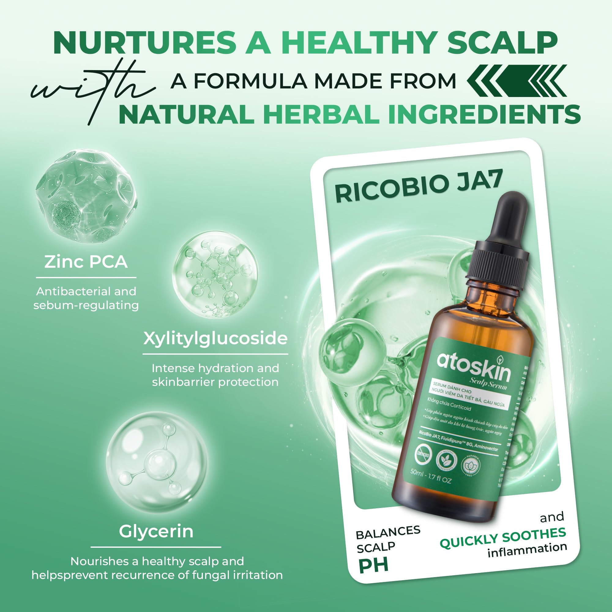 dr.atoskin Scalp Serum (3 Pack) for Seborrheic Dermatitis – Botanical Extracts, Zinc PCA & Aquaxyl