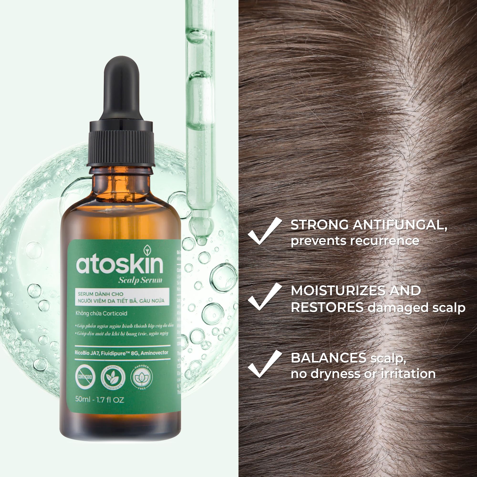 dr.atoskin Scalp Serum (3 Pack) for Seborrheic Dermatitis – Botanical Extracts, Zinc PCA & Aquaxyl