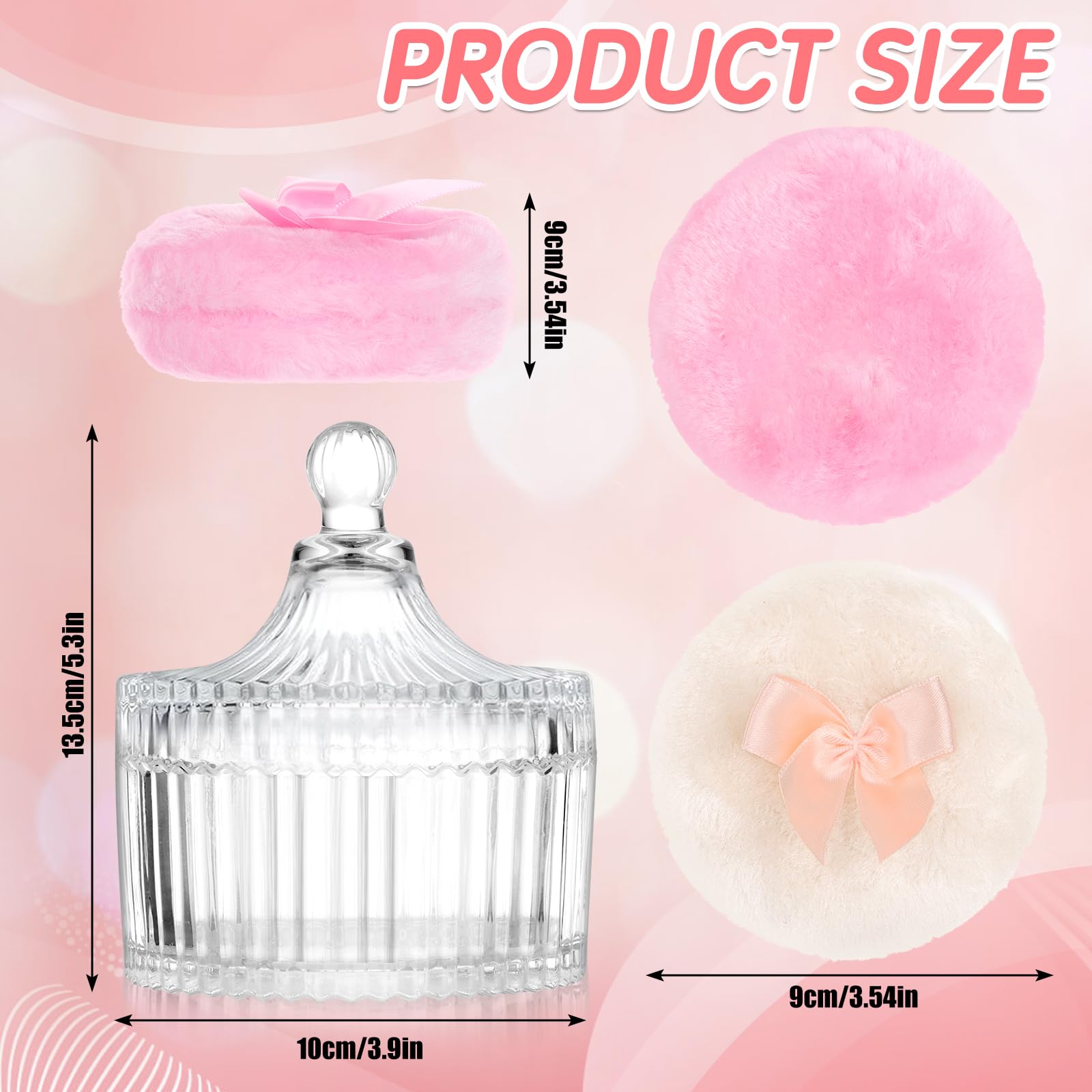Draupnir Body Powder Puff & Container – 2 Puffs + Glass Powder Container